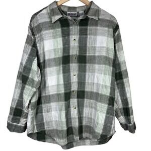 Vintage 90’s Bill Blass Button Down‎ Shirt Embroidered Green Check XL